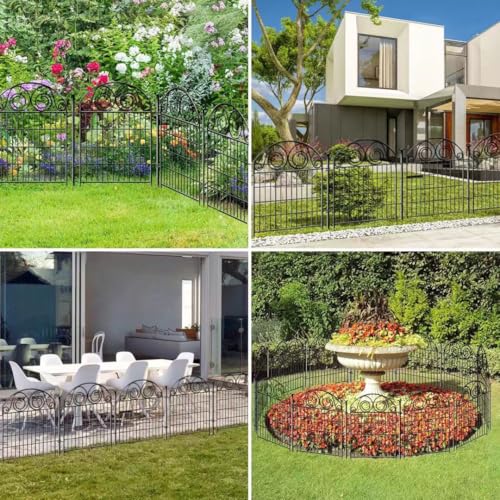 Tall Metal Garden Fence Animal Barrier with Gate, 40 in 12 Panels E292972