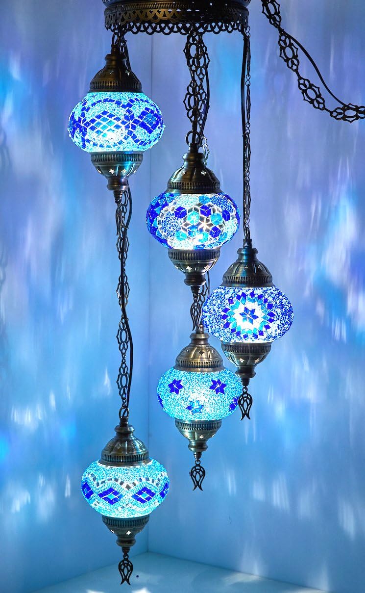 5 Globes Mosaic Ceiling Hanging Pendant Light Fixture L35931
