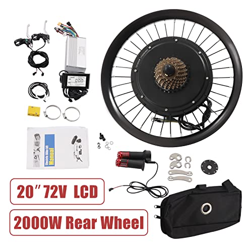 72V 2000W 560rpm Rear Wheel Electric Bike Conversion Kit with LCD Display for 20-inch Bicycles O79038
