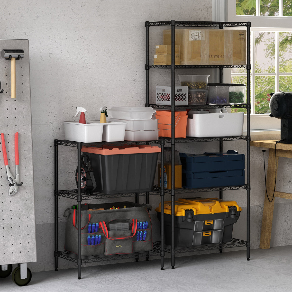 Black 3-Tier Metal Storage Shelf Rack W9786