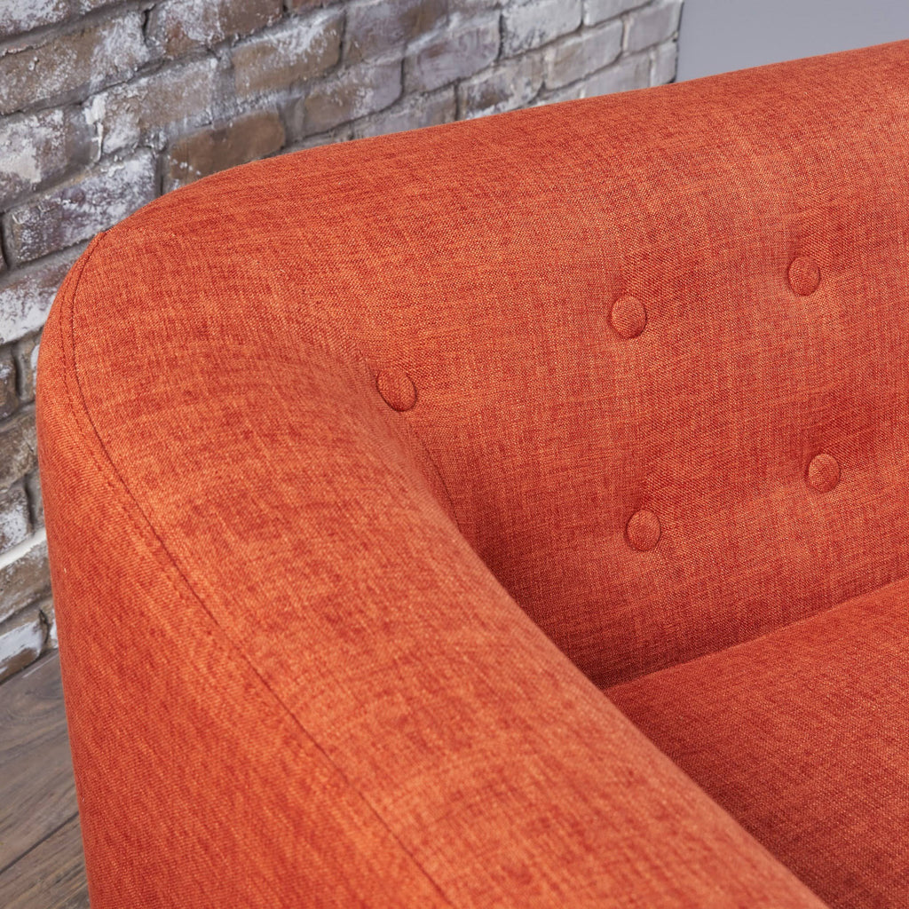 Muted Orange Fabric Mid Century Loveseat S892