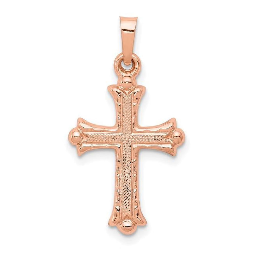 14K Rose Gold Heart Hollow Cross Pendant H391