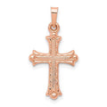 14K Rose Gold Heart Hollow Cross Pendant H391