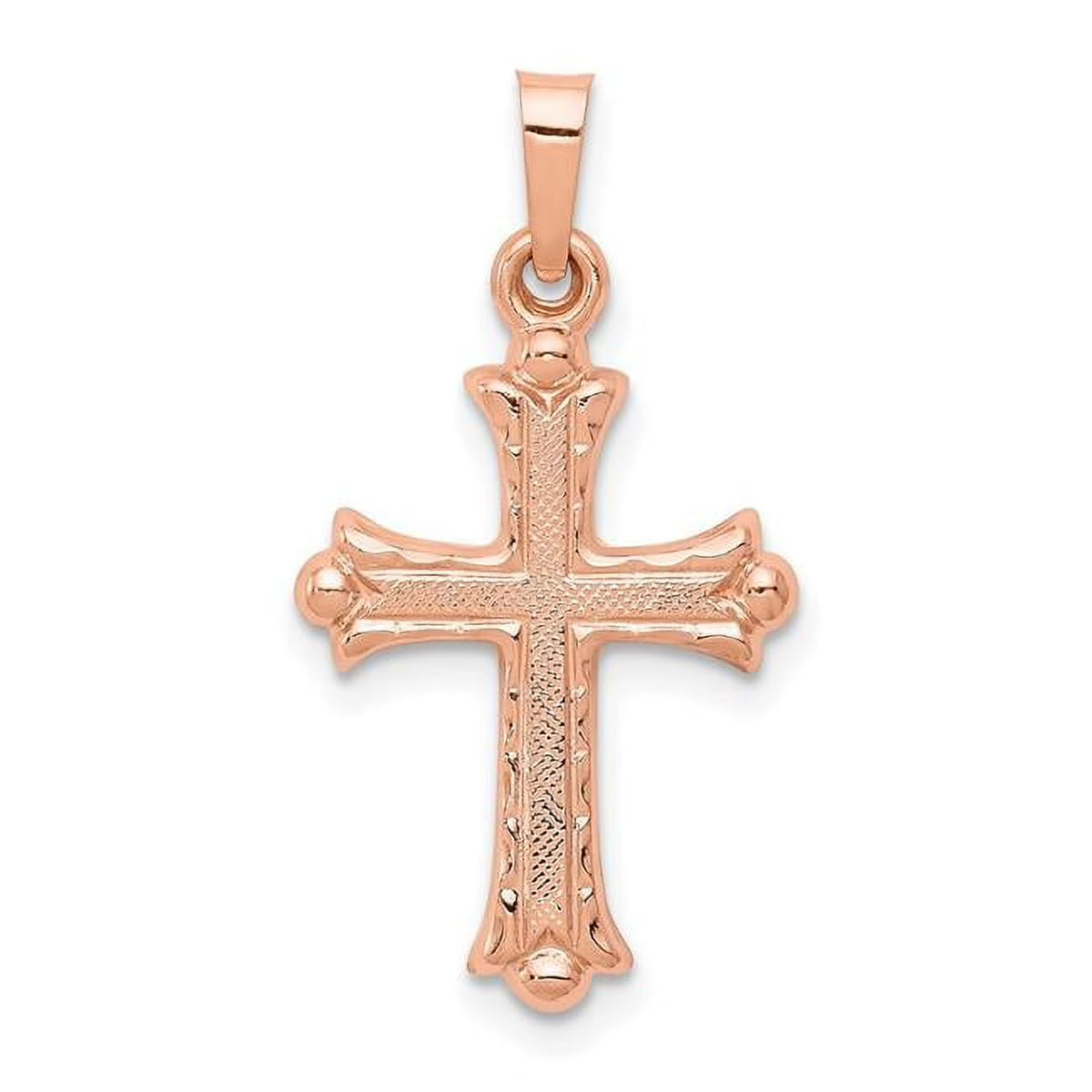 14K Rose Gold Heart Hollow Cross Pendant H391