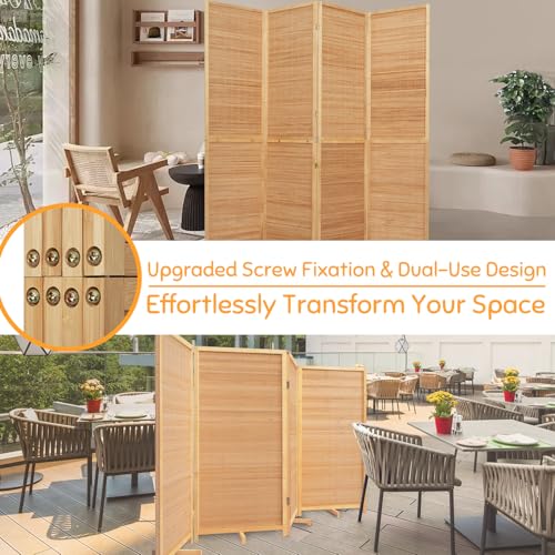Beige 4 Panel Bamboo Room Divider D64157