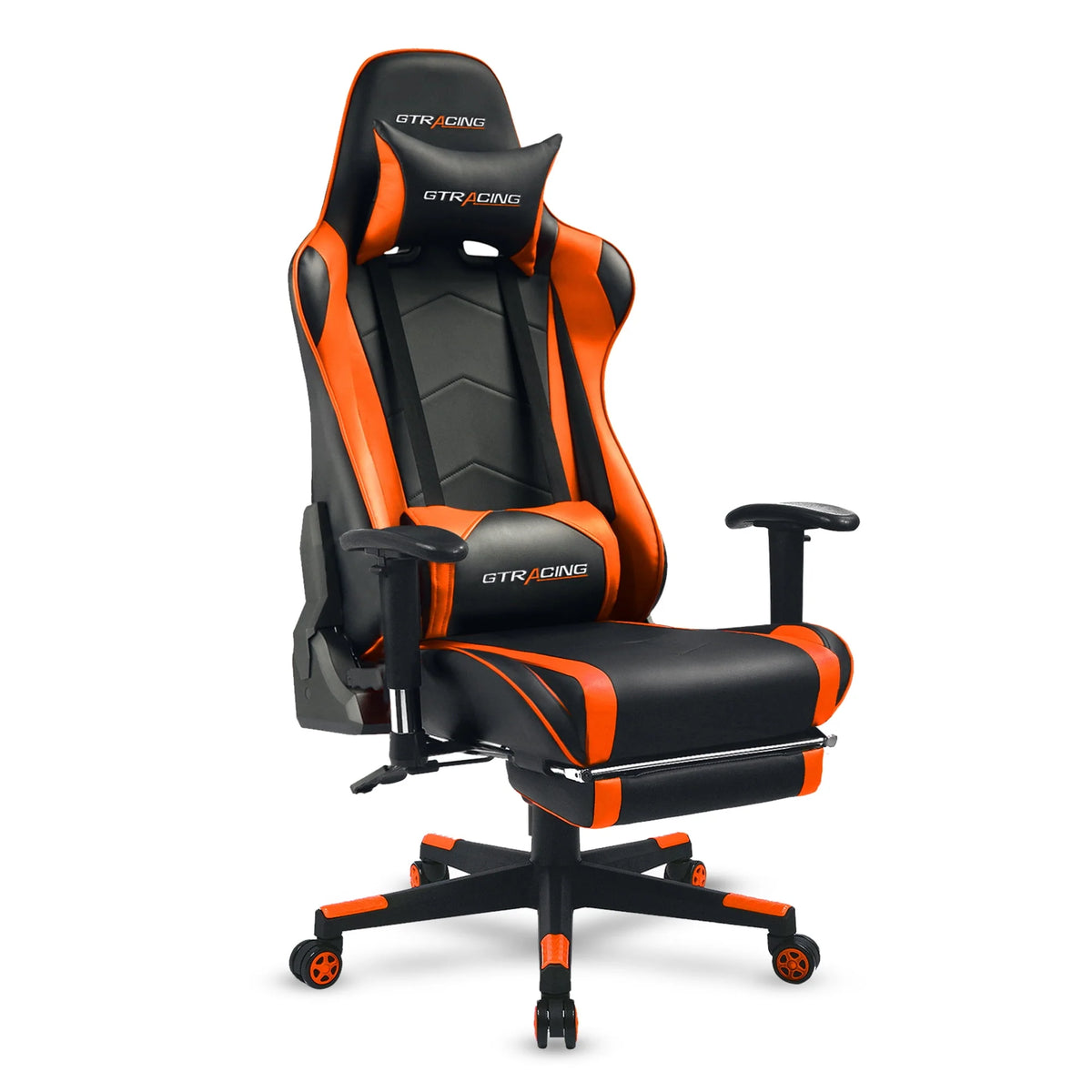 Red PU Leather Gaming Chair with Footrest U50894