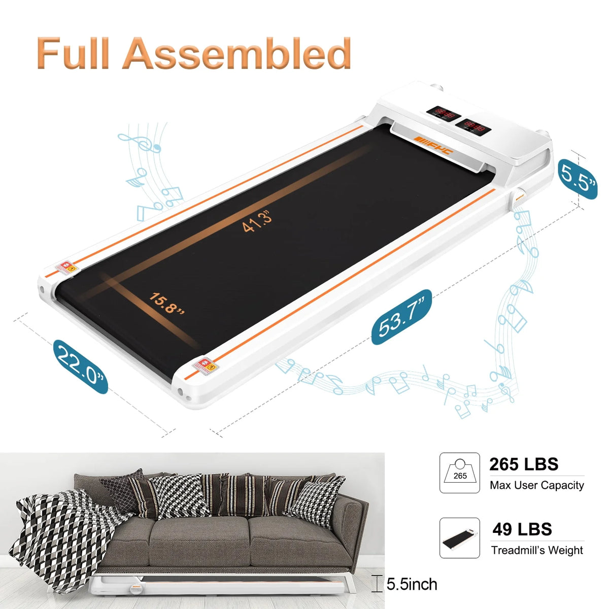 Portable Electric Treadmill 2.5HP Y231211