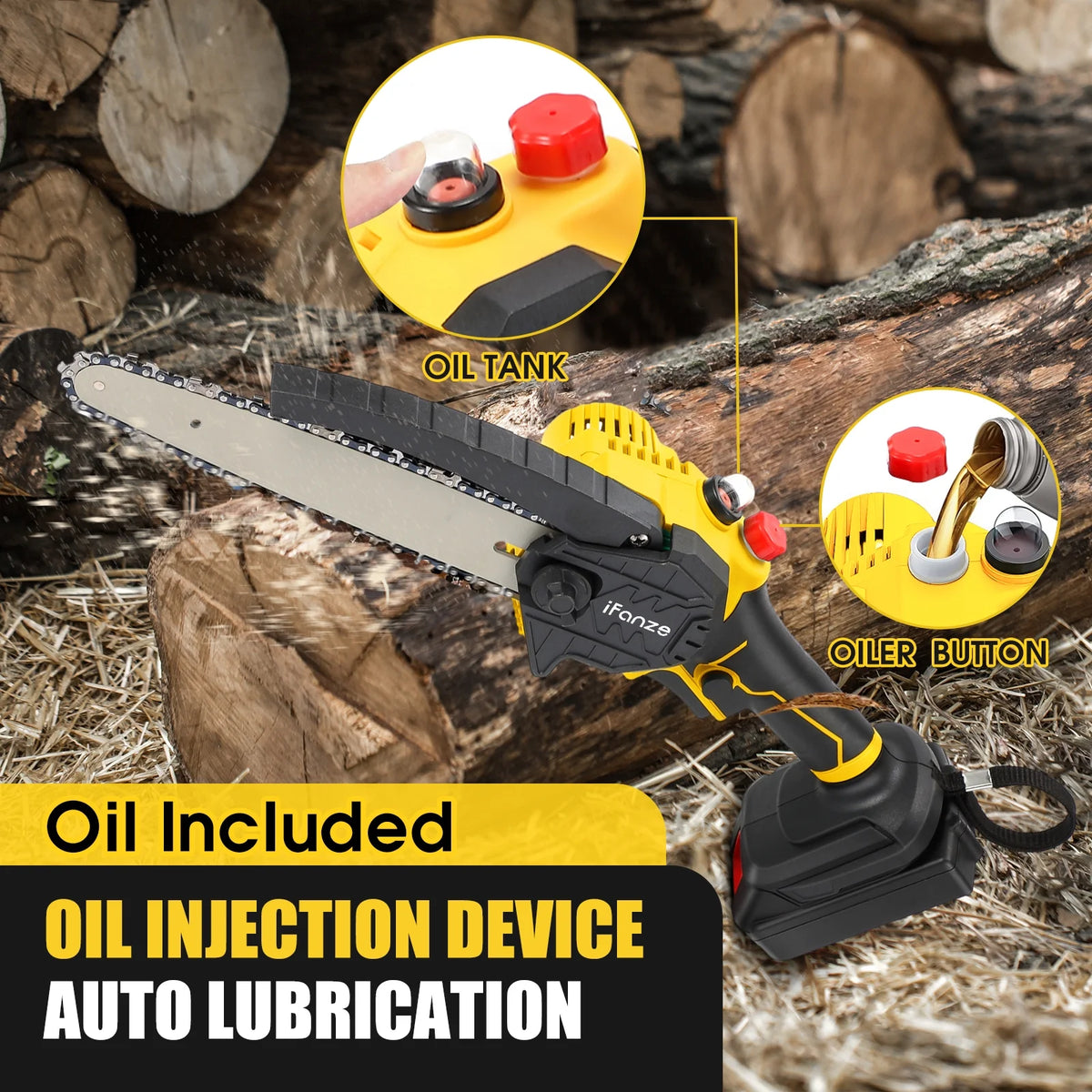 8-inch Cordless Mini Chainsaw with 2 Batteries 3 Chains G106