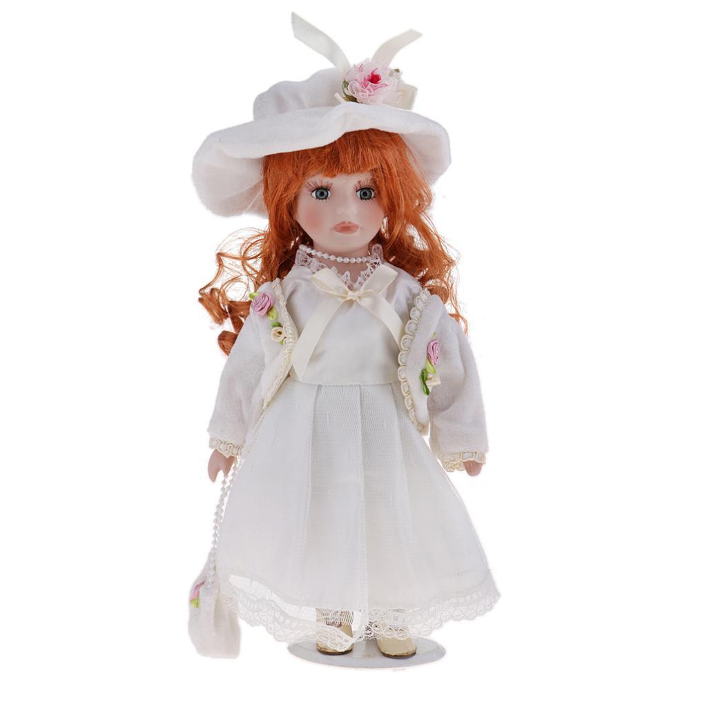 12inch Porcelain Doll with Lace Dress & Stand N306