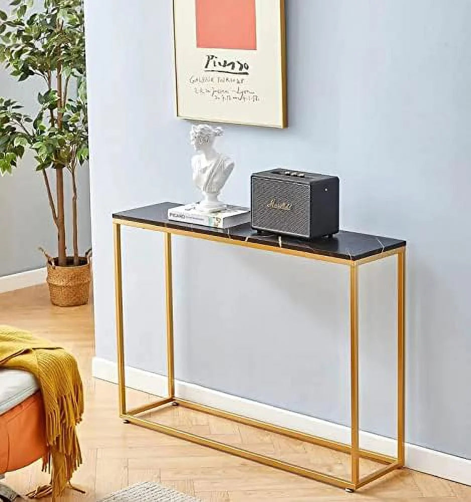 Faux Marble MDF Console Table with Metal Tube Frame V337