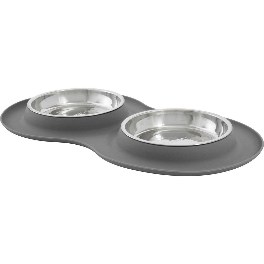 Double Stainless Steel Pet Bowl with Silicone Mat K1243