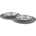 Double Stainless Steel Pet Bowl with Silicone Mat K1243