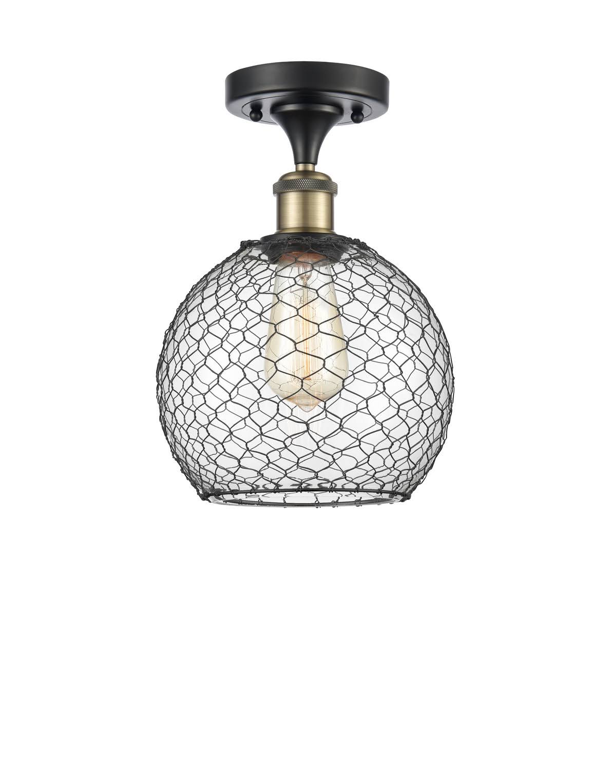 Farmhouse Chicken Wire 1 Light Semi-Flush Mount S19574