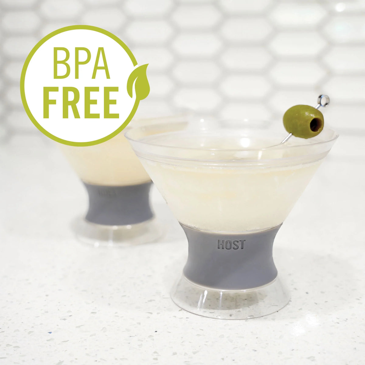 Double Wall Insulated Plastic Cooling Cups, Set of 2, Grey I462