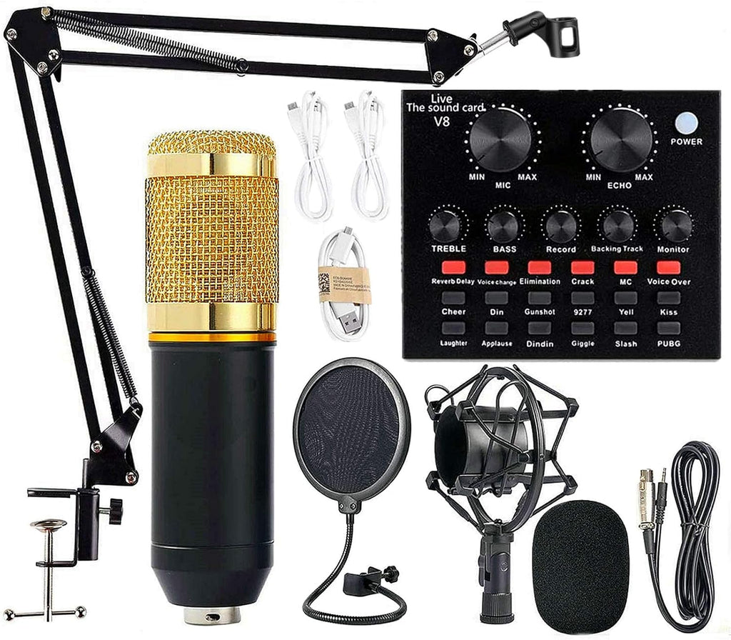 Podcast Equipment Bundle, Condenser Studio Microphone with Sound Card, Pack of 2 O938920
