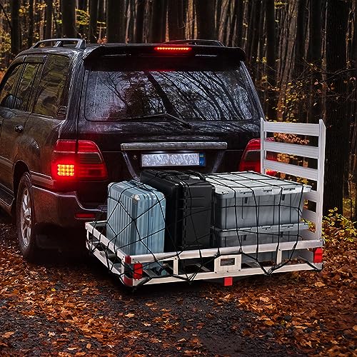 50 x 29.5 x 8.7 inch 500lbs Capacity Aluminum Hitch Cargo Carrier with Folding Ramp T534
