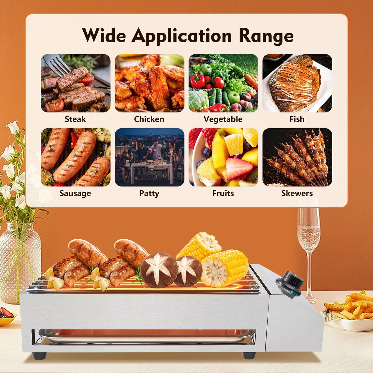 Portable Electric Grill Smokeless Adjustable Temperature H853