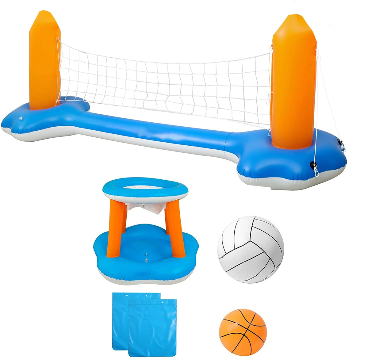 Inflatable Volleyball Net & Basketball Hoops Pool Float Set R151011