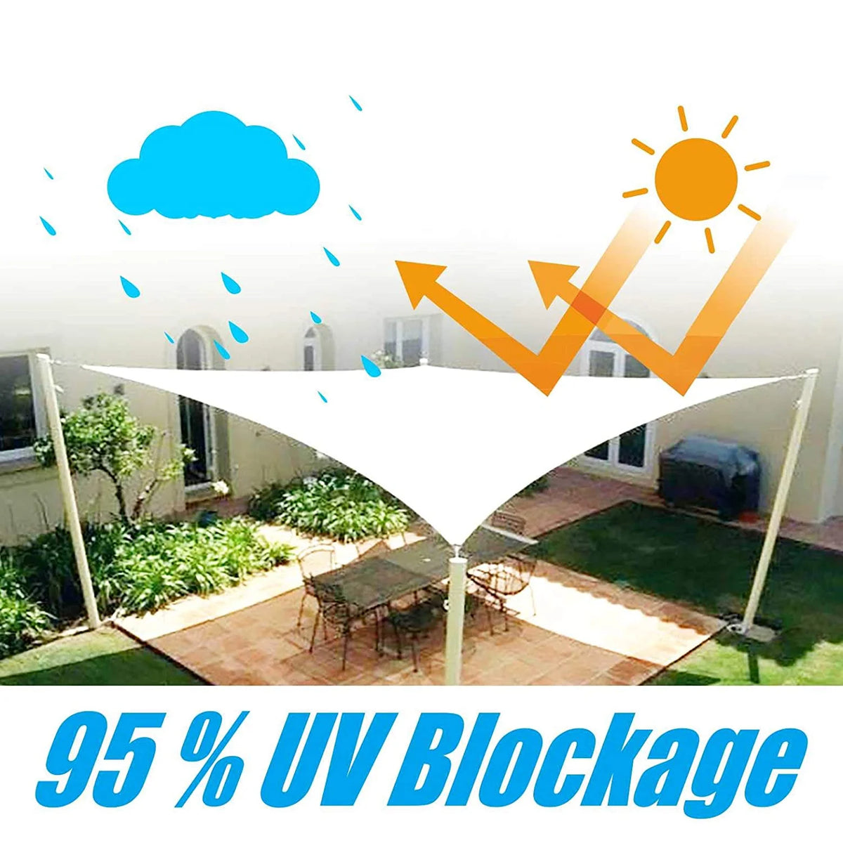 Orange Square Waterproof Sun Shade Sail Canopy Awning D3137