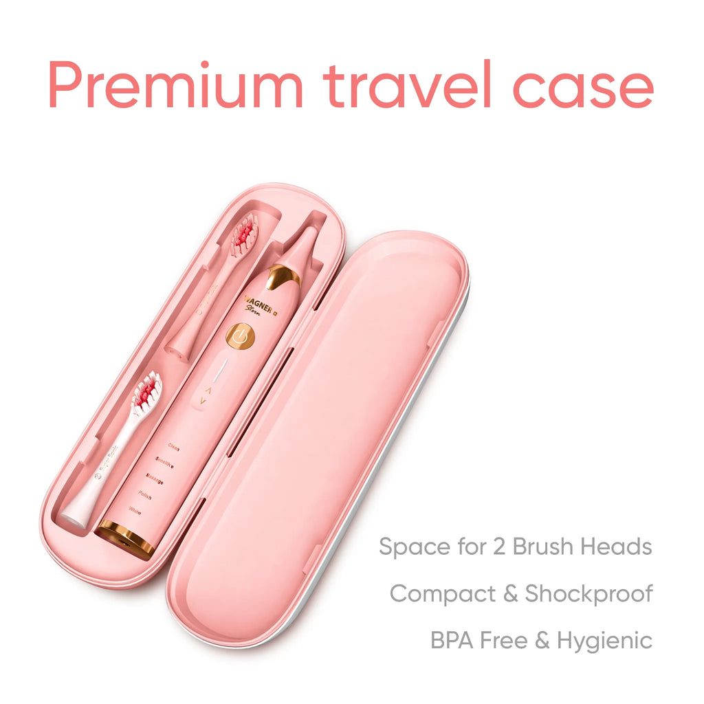 2 Electric Toothbrushes with Pressure Sensor, 5 Brushing Modes, Pink/Blue V6905