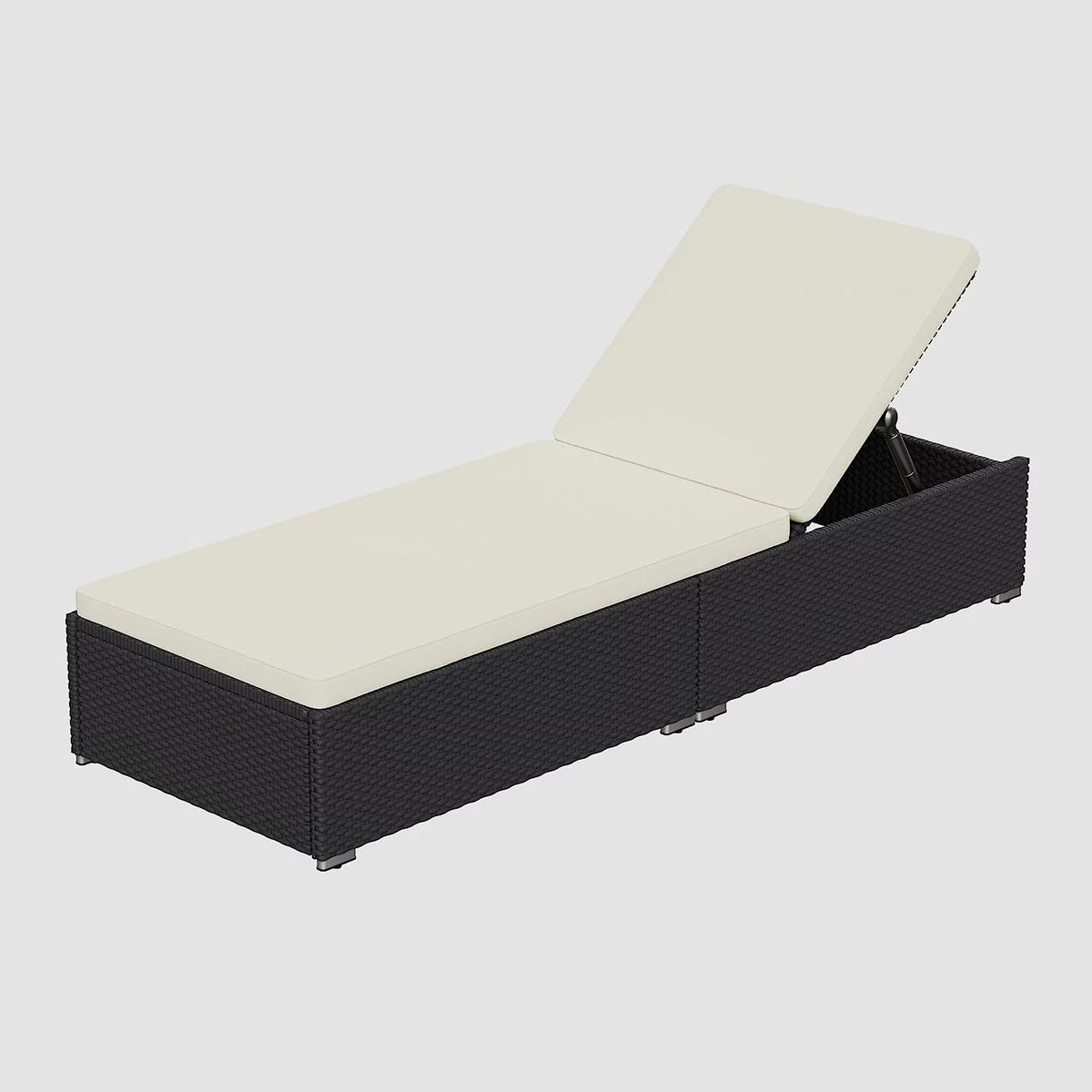 Outdoor PE Wicker Chaise Lounge Set with Cushions and Storage Table J6230