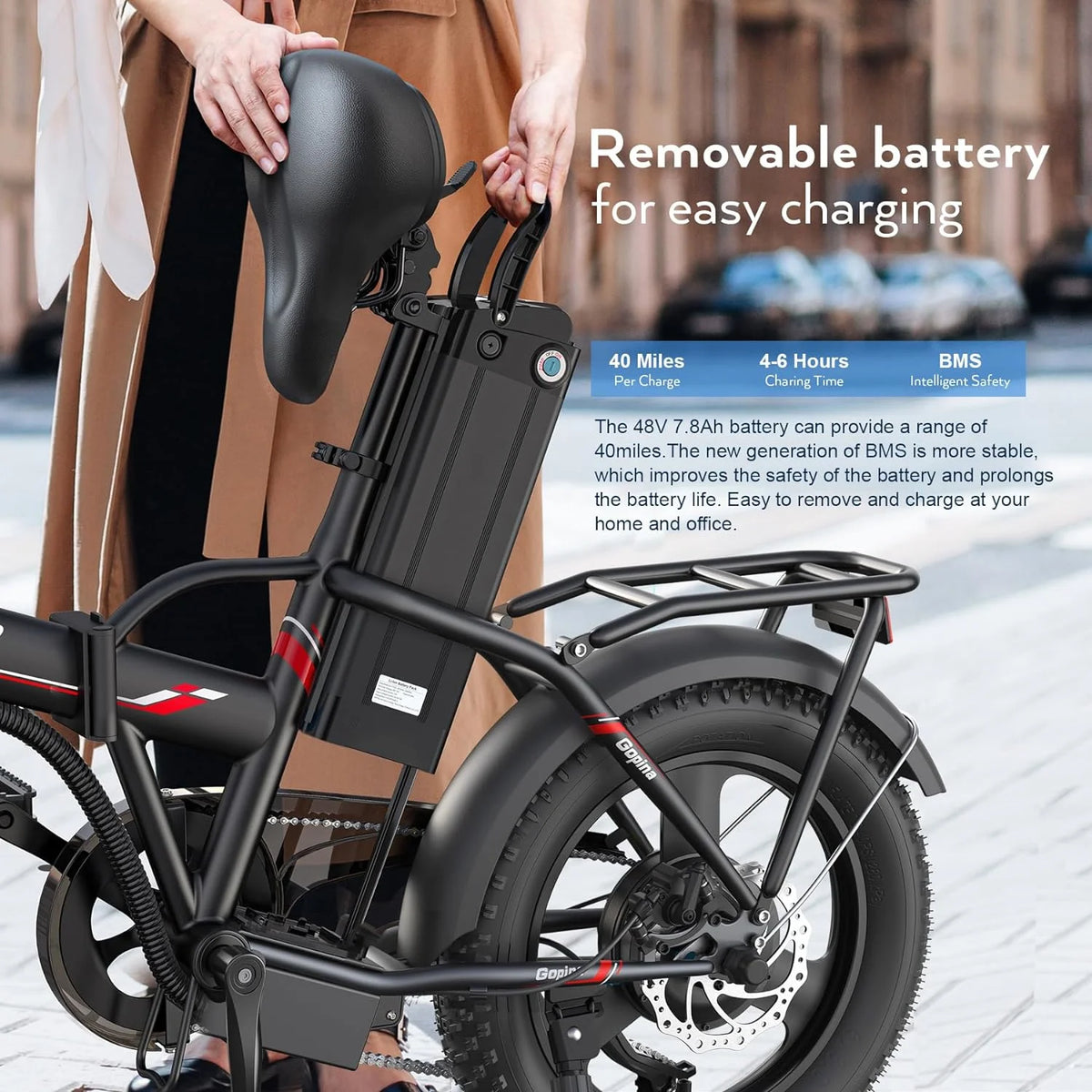 350W Fat Tire Folding Electric Bike V82590