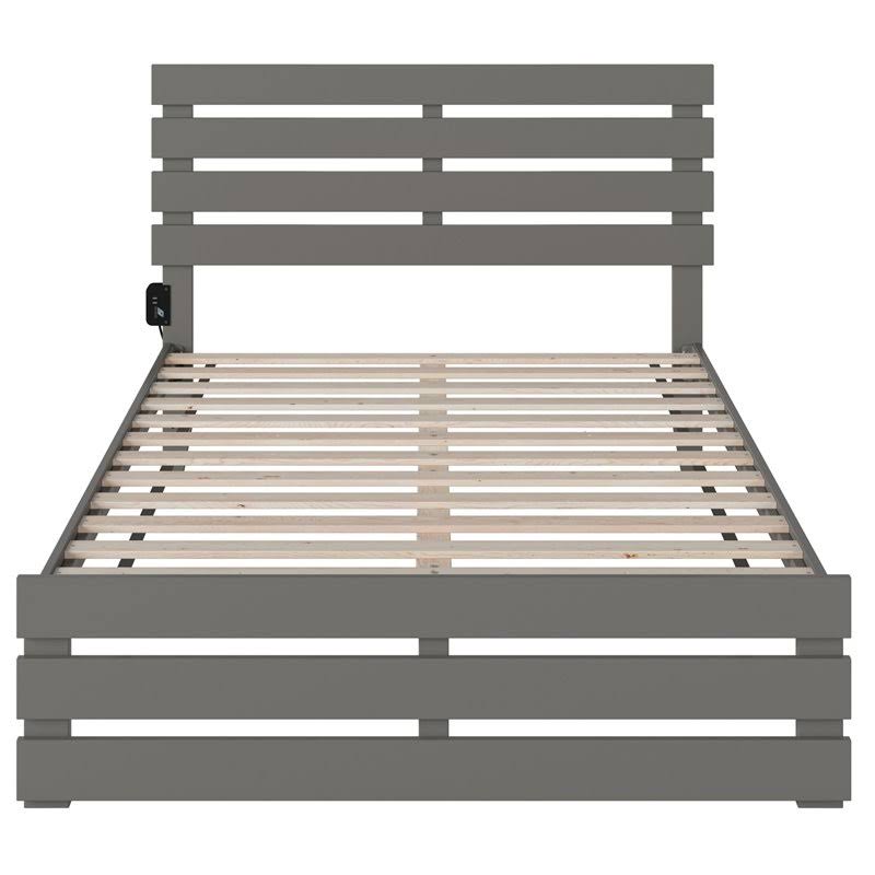 Solid Wood Full Bed with Footboard in Gray K591