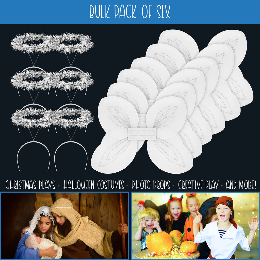 White and Silver Angel Wings and Halos Costume Set T222