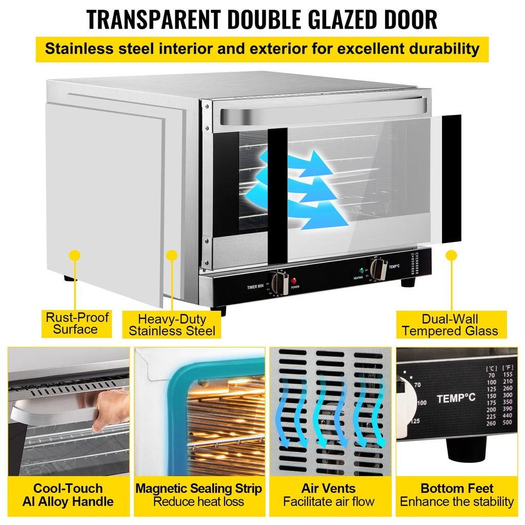 Commercial Convection Oven, 66L, 1800W, 4-Tier P5810