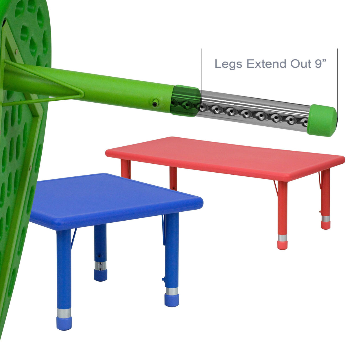 Green Plastic Height Adjustable Activity Table Set with 4 Chairs S18403