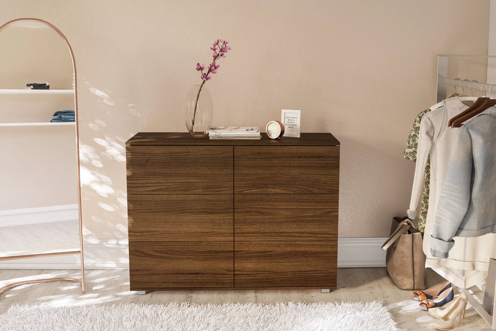 White 6 Drawer Wood Double Dresser P6610