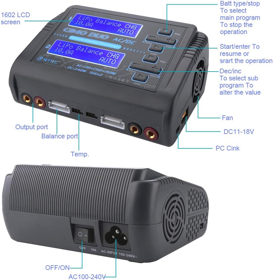 Dual LiPo Balance Charger 1S-6S AC 150W DC 240W 10A RC Battery Charger K43929