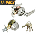 Stainless Steel Entry Door Lever Combo Lockset with Deadbolt and 4 Keys, Keyed Alike (12-Pack) N88368