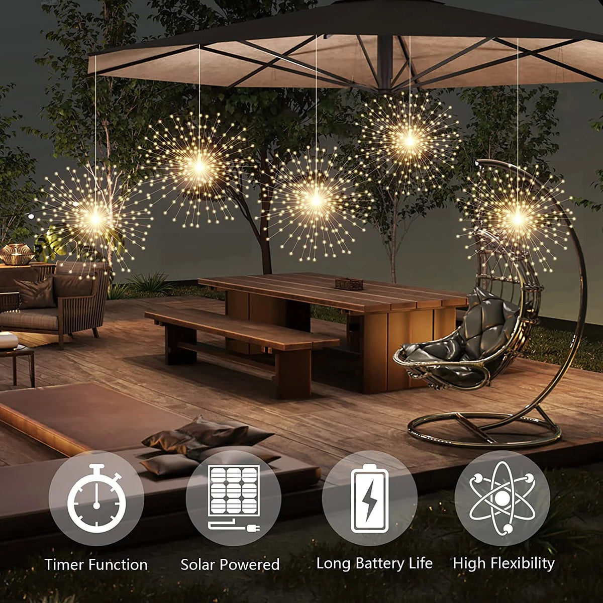 800 Led Solar Starburst Sphere Lights Waterproof Hanging Fairy Light T103012