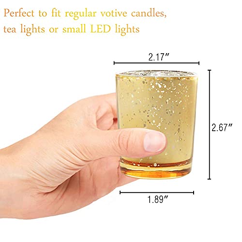72pcs Mercury Glass Gold Votive Candle Holders L13600