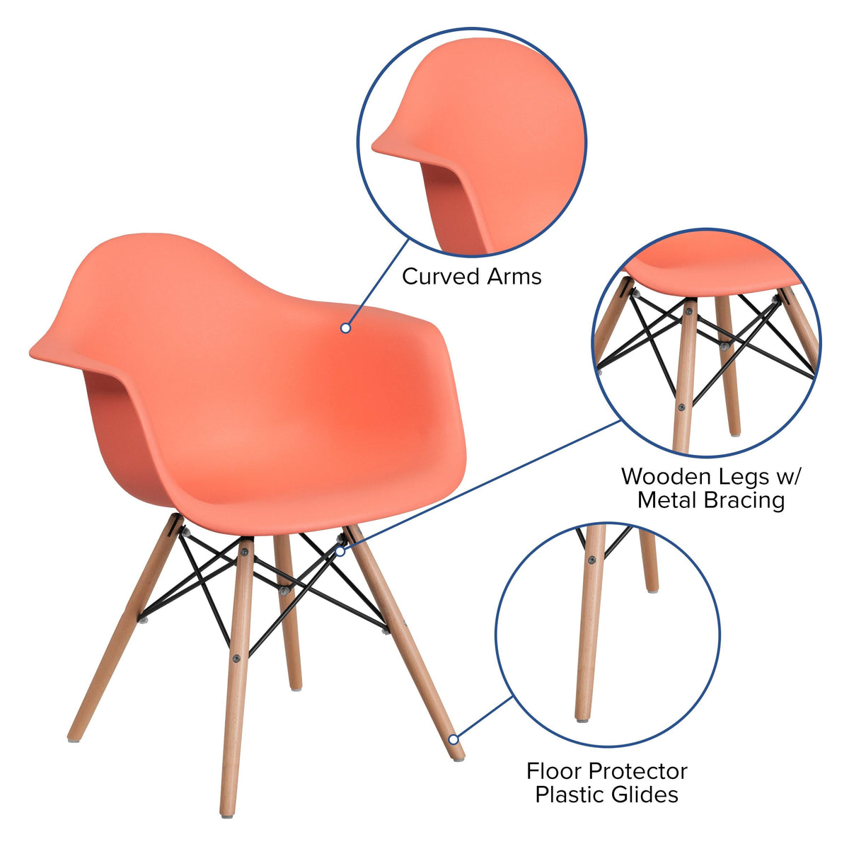 Navy Plastic Arm Chair Z49110