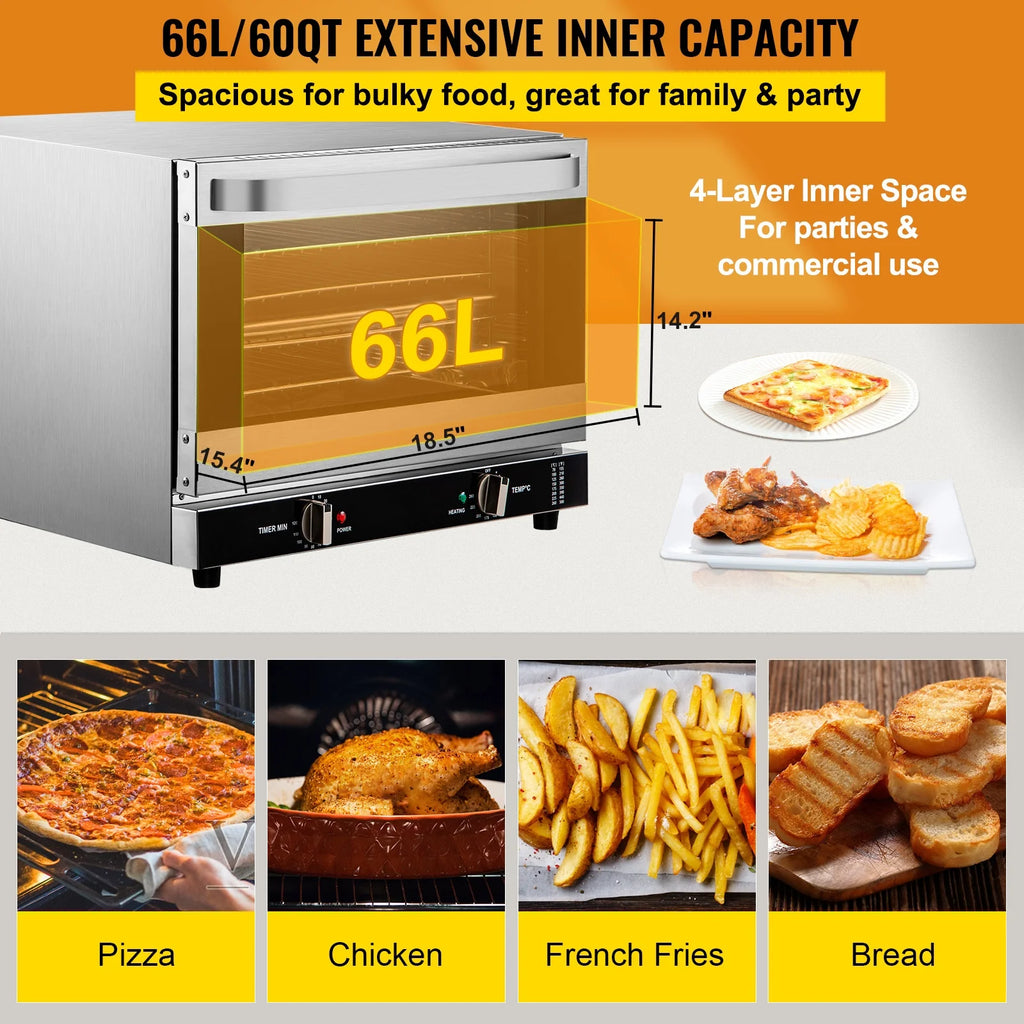 Commercial Convection Oven, 66L, 1800W, 4-Tier P5810