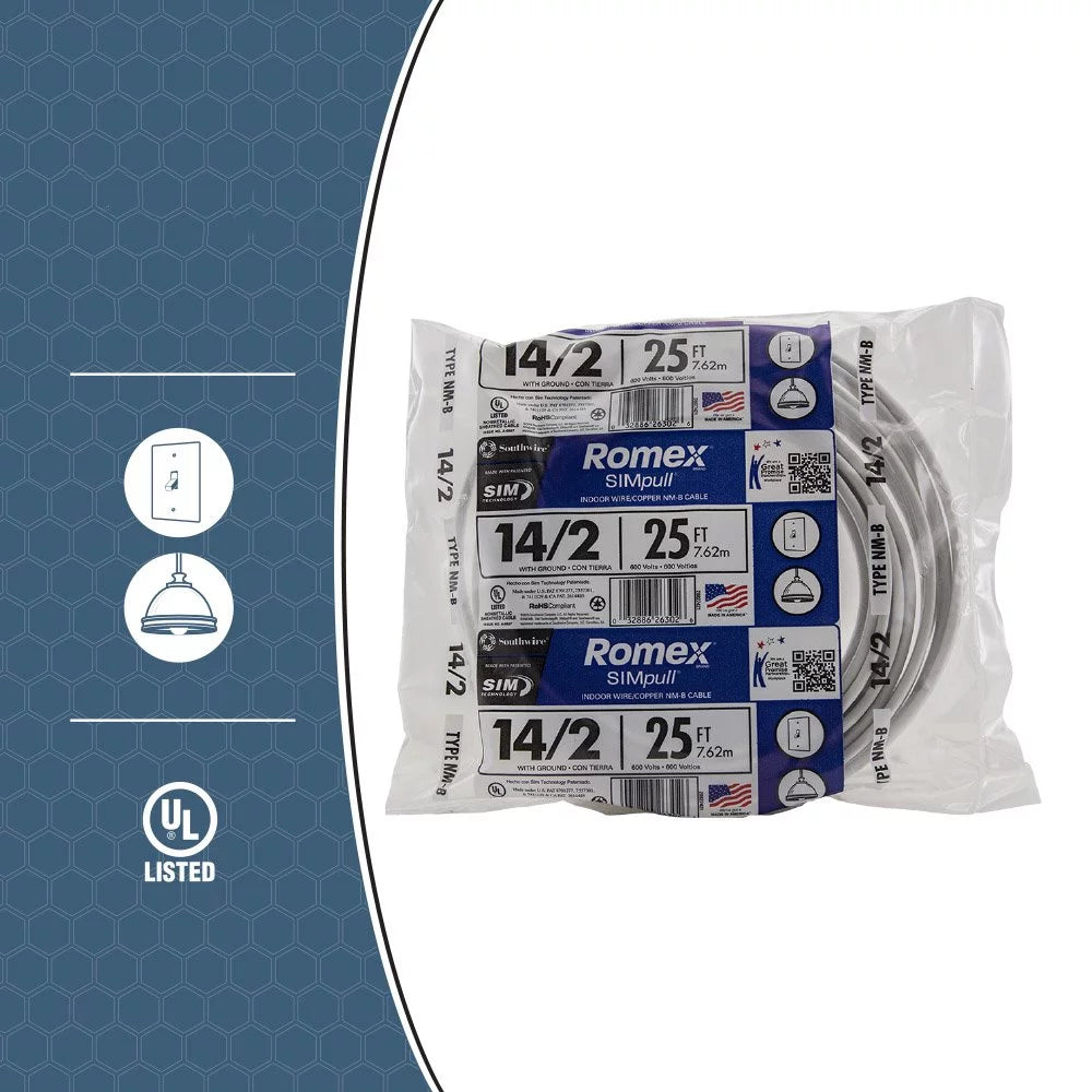 14/2 25' NM-B Cu Indoor Electrical Wire M670