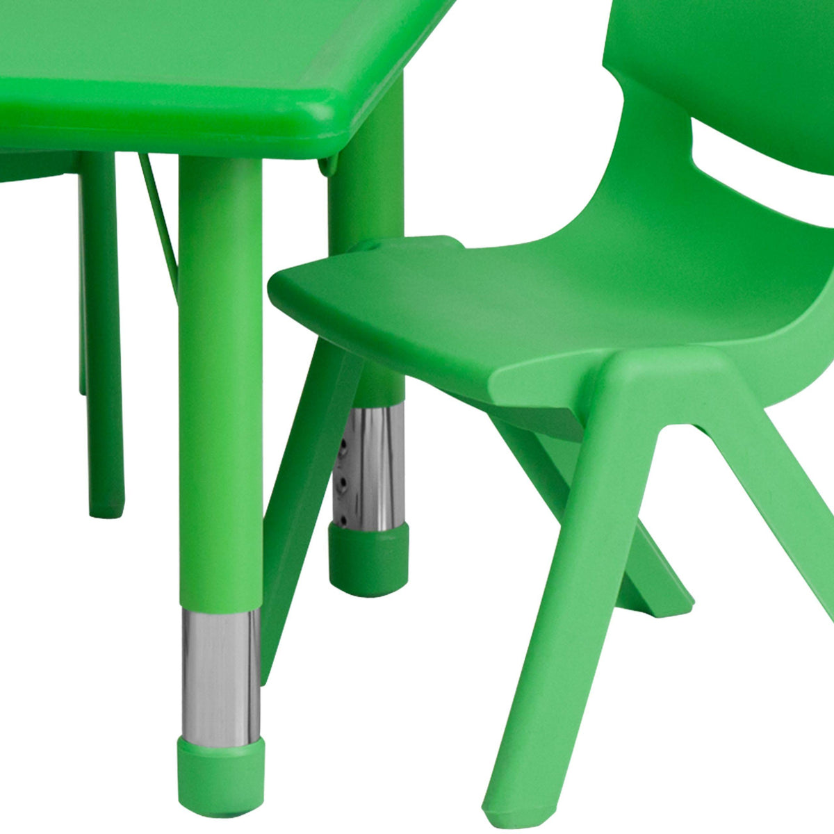 Green Plastic Height Adjustable Activity Table Set with 4 Chairs S18403