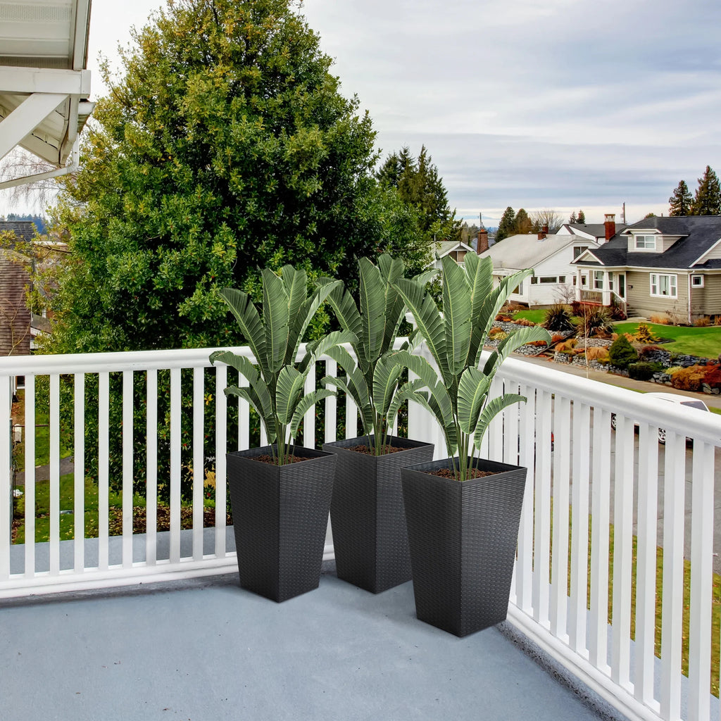 Black Set of 3 Tall Planters with Drainage Hole M56530