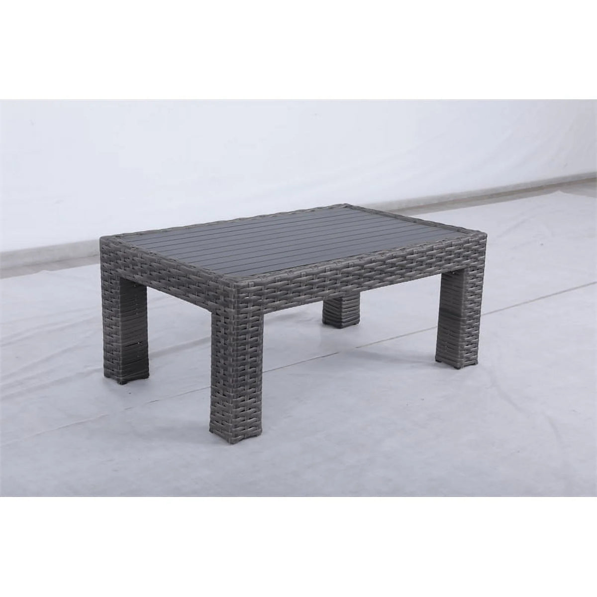 Wicker Rattan Patio Coffee Table with Glass Top O72816