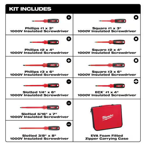 1000V Insulated Screwdriver Set 10-Piece L848464