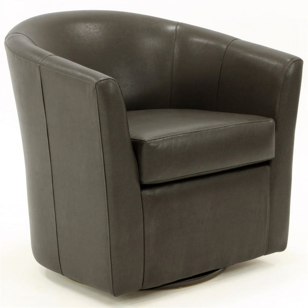 Charcoal Faux Leather Swivel Club Chair W592