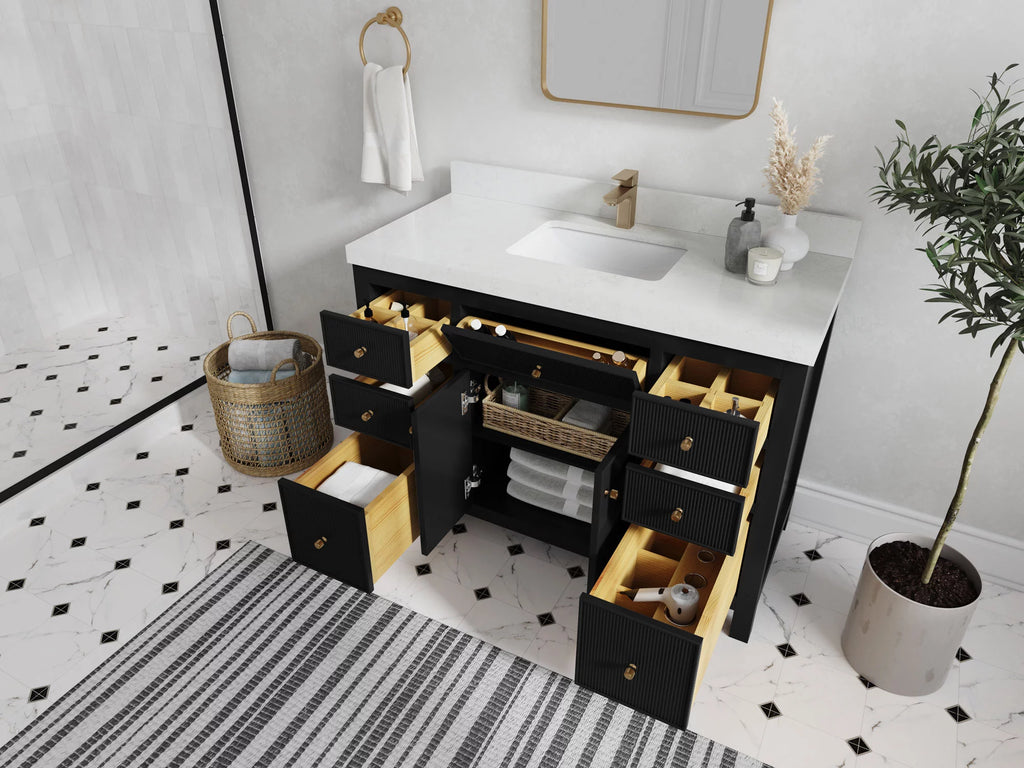 Black Free Standing Single Sink Bathroom Vanity C527909