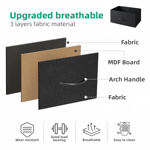 Black Fabric Drawer TV Stand with Open Shelves S692412