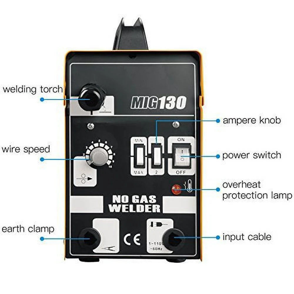 130 MIG Welder Flux Core Wire Automatic Feed Portable Welding Machine 110 Volt S46163