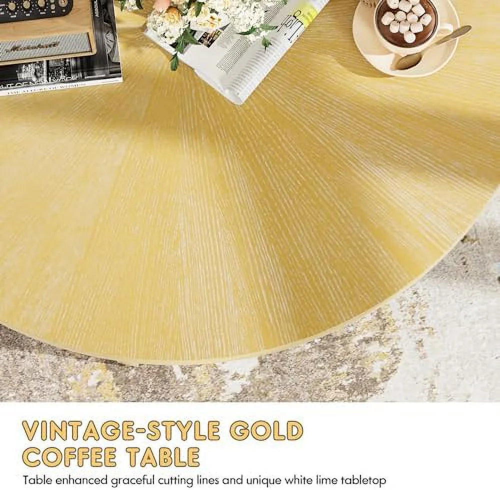 Round 2-Tier Solid Wooden Coffee Table with Shelf H649751