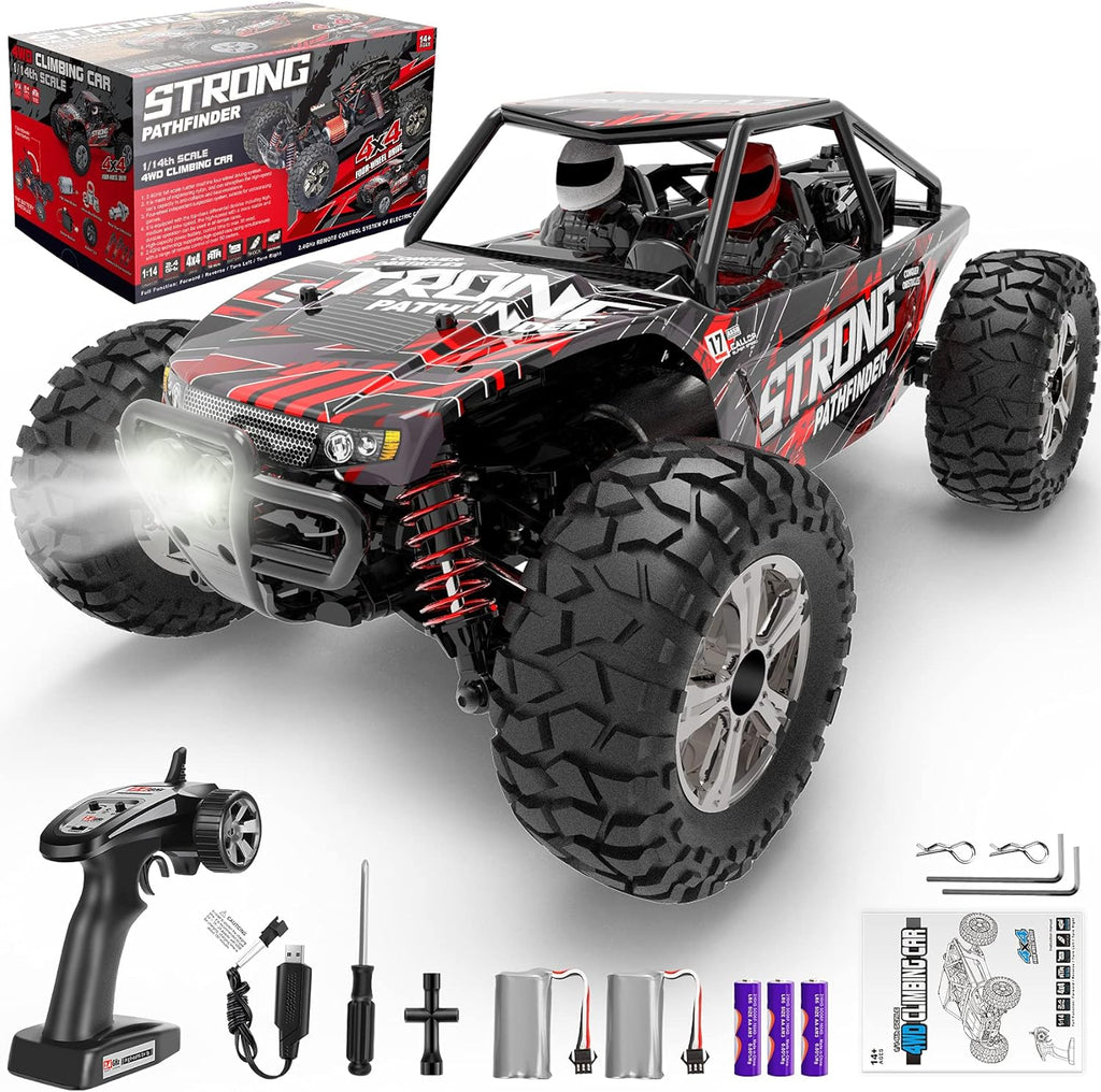 1:14 Scale 4WD High Speed RC Monster Truck with Headlight and Two Rechargeable Batteries K77640