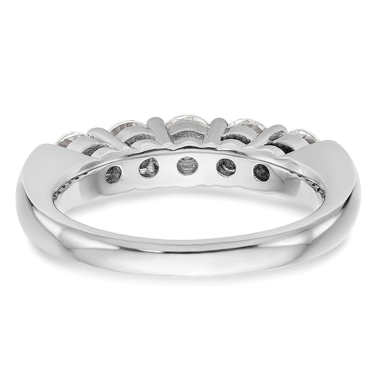 14K White Gold 5-Stone Wedding Band Ring T962