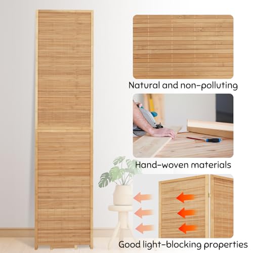 Beige 4 Panel Bamboo Room Divider D64157